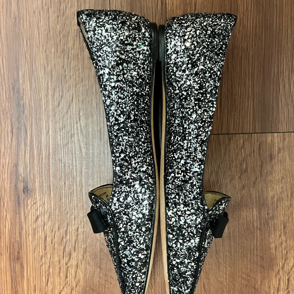 Kate Spade NY Poppy glitter upper flat ballet shoes black silver NWOB size 5.5B - Picture 4 of 5